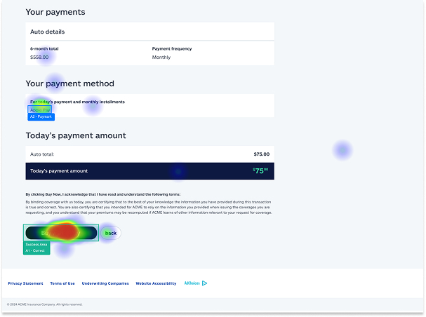Checkout page heatmap