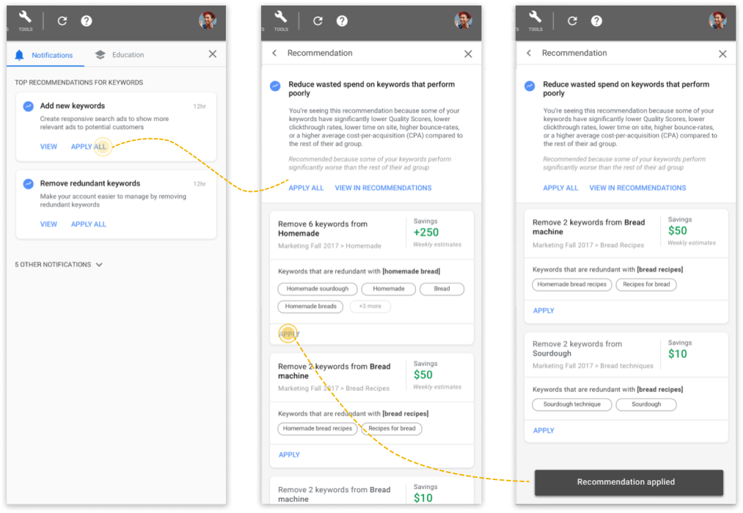 Inline applying
